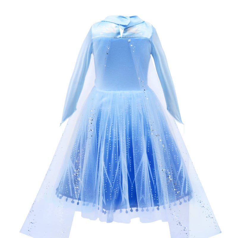 Tacobear 10Pcs Frozen Elsa Costume Dress For Girls Kids Toddler Princess Dress Up Clothes For Little Girls With Elsa Accessories Gloves Crown Wands Wig Necklace For 3T Kids Christmas Birthday Party - Image 4